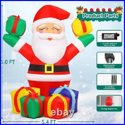 6.1 FT Height Christmas Inflatables Outdoor Smiling Santa Claus with Present Box