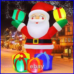 6.1 FT Height Christmas Inflatables Outdoor Smiling Santa Claus with Present Box