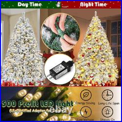 6.5/7.5ft Pre-lit Christmas Tree Artificial Snow Flocked for Holiday Decoration