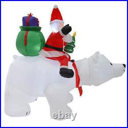 6.5 Feet Christmas Inflatable Santa Claus rides a Polar Bear to give a gift G0T7