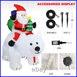 6.5 Feet Christmas Inflatable Santa Claus rides a Polar Bear to give a gift G0T7