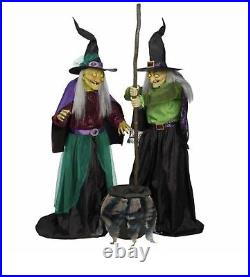 6.5 Ft Animatronic Cauldron Witches Halloween Prop Talking & Stirring Stick