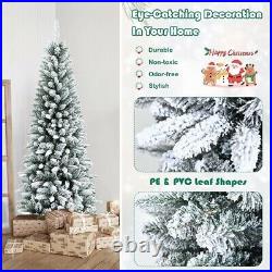 6.5 Ft Snow Flocked Luxuriant Christmas Tree Sturdy Iron Stand US Fast Shipping