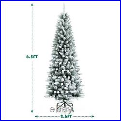 6.5 Ft Snow Flocked Luxuriant Christmas Tree Sturdy Iron Stand US Fast Shipping