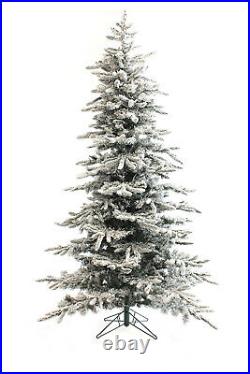 6.5' Slim Snow Flocked Utica Christmas Tree with Metal Stand, 961 Tips, Dia 50