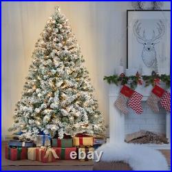 6/7.5/9ft Pre-lighted Artificial Christmas Xmas Tree with Warm Light, Green/White
