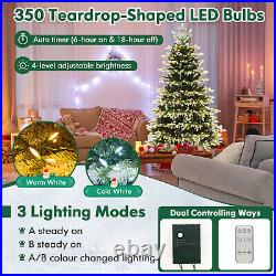 6 FT Pre-Lit Christmas Tree 3 Modes Hinged with Quick Power Connector & 350 Lights