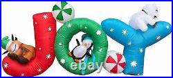 6-Foot Inflatable JOY Christmas Inflatable / W Reindeer, Penguin & Polar Bear