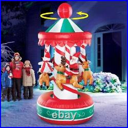 6-Foot Rotating Santa & Friends Christmas Carousel Outdoor Airblown Inflatable