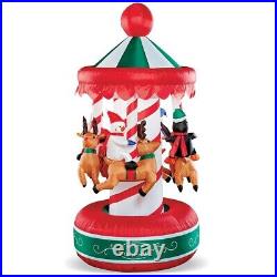 6-Foot Rotating Santa & Friends Christmas Carousel Outdoor Airblown Inflatable
