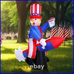 6 Ft 4Th of July Inflatable Decoration Independence Day Blow up Happy Patriotic