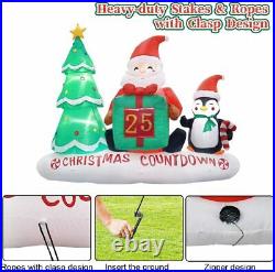 6 Ft Inflatable Christmas Count Down With Christmas Tree, Santa Claus & Penguin
