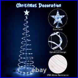 6 Ft LED Spiral Tree Light Cool White 182 LED New Year Xmas Decor Battery 5 Pack