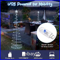 6 Ft LED Spiral Tree Light Cool White 182 LEDs USB Powered Decoration 5 Pack