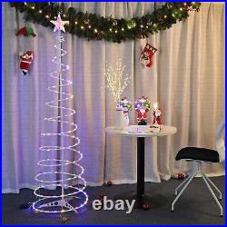 6 Ft Lighted Spiral Christmas Tree Light Multi Color 182 LED Yard Decor 2 Pack