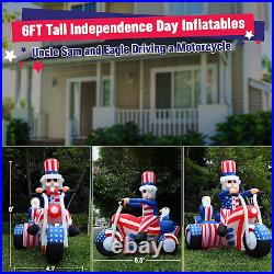 6 Ft Patriotic Independence Day Inflatable July 4 Decorations, Blow up with Driv