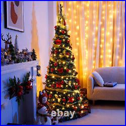 6 Ft Pre Lit Pre Decorated Christmas Tree Pop Up Xmas Tree with Decorations