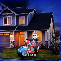 6 Ft Tall Patriotic Independence Day Inflatable Uncle Sam Sitting On Motorcycle