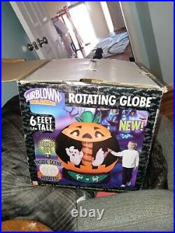 6 Ft Tall Rotating Inflatable Halloween Globe Jack O'Lantern Withghosts Original