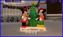 6' Inflatable Mickey & Minnie Mouse Decorating The Christmas Tree