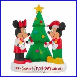 6' Inflatable Mickey & Minnie Mouse Decorating The Christmas Tree