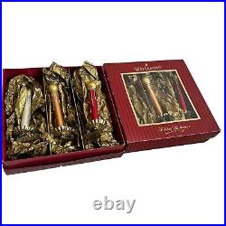 6 WATERFORD Holiday Heirlooms Clip On Holiday Candles Red Silver Gold with Box