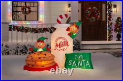 6 ft LED Airblown Elves in Cookie Jar and Milk Scene Christmas Inflatable