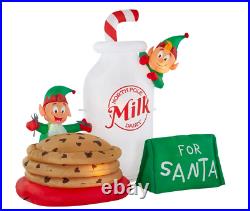 6 ft LED Airblown Elves in Cookie Jar and Milk Scene Christmas Inflatable