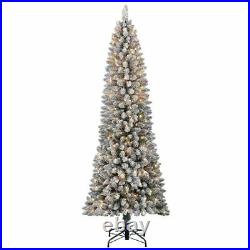 6ft Artificial Christmas Slim Pre lit 170 LEDs Tree Xmas Snow Tips Tree Stand