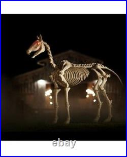 6ft Halloween Standing Skeleton Horse Ghostly Prop Decor Glowing Eyes 6 ft