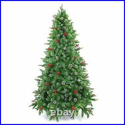 6ft Pre Decorated Artificial Christmas Tree With Berries & Pine Cone Home Decor