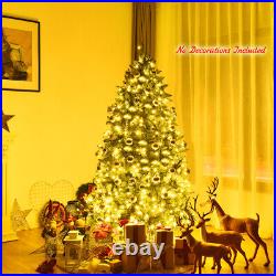 6ft Pre-lit PVC Luxurious Christmas Fir Tree Hinged 8 Flash Modes 650 LED Decor