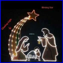 72 Lighted Outdoor Nativity Scene Set LED Lights Motion Effects Flashing Star