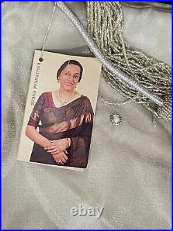 $750 Sudha Pennathur 48 Silver Beaded Metallic Pearls Christmas Tree Skirt