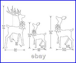 76 Inches (1.9m) Indoor / Outdoor Christmas Reindeer Family Set of 3 with 656 LEDs