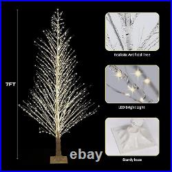 7FT Lighted Birch Tree 1000 LED Warm White Lights with Twinkle, Artificial Tree L