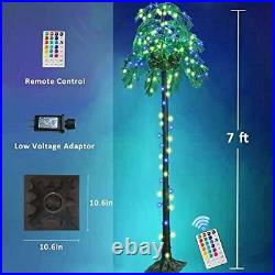 7FT Lighted Palm Tree Color Changing, Artificial Fake Palm Tree with Remote
