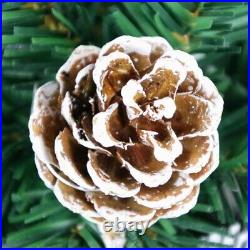 7FT Pointed PVC Christmas Tree with Pine Cones, Spraying White, 1200 Branches