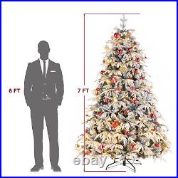 7FT Pre-Lit Christmas Tree Artificial Snowy Xmas Party Home Decor With 450 Lights