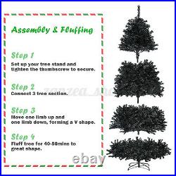 7Ft Artificial PVC Christmas Tree With Stand Holiday Season Indoor Outdoor Black