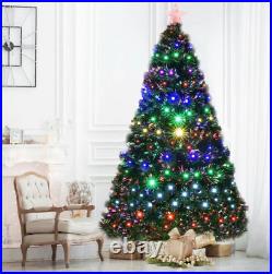 7Ft Pre-Lit Christmas Tree Fiber Optic Pine LED Lights Xmas Home Decor & Star US