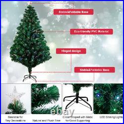 7Ft Pre-Lit Christmas Tree Fiber Optic Pine LED Lights Xmas Home Decor & Star US