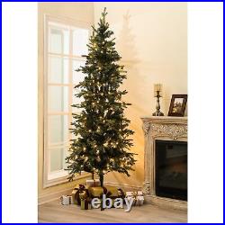 7Ft Pre-Lit LED Artificial Slim Fir Christmas Tree with Green