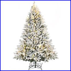 7Ft Prelit Flocked Artificial Christmas Tree with 2156 Realistic Branch Auto Open