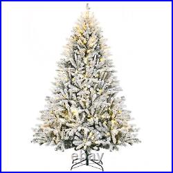7Ft Prelit Flocked Artificial Christmas Tree with 2156 Realistic Branch Auto Open
