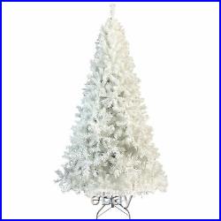 7.4ft Christmas Pine Tree Artificial White Hinged with 500 LED Lights PVC Branch