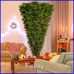 7.4ft Upside Down Green Christmas Tree 1500 Branch Tips Home Xmas Decoration US