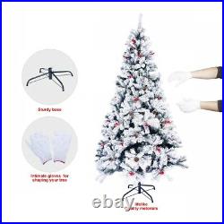 7.5FT Artificial Hinged Pine Snow Flocked Christmas Tree With Metal Stand