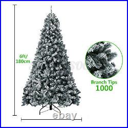 7.5FT Snow-Flocked Pine Realistic Artificial Holiday Christmas Tree with Stand