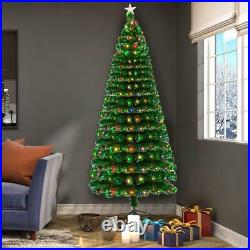 7.5Ft Christmas Tree Fiber Optic Pre-Lit Xmas Tree with LED Lights Christmas